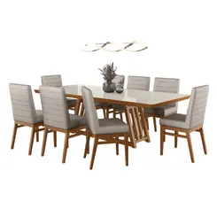 Conjunto de Mesa Alamo Aurora 8 Cadeiras 220X110
