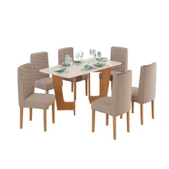 Conjunto de Mesa Tuboarte Lorena 1.60 6 Cadeiras Coral