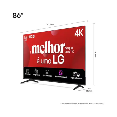Smart TV 86" 4K LG UHD 86UA85 com Processador a7