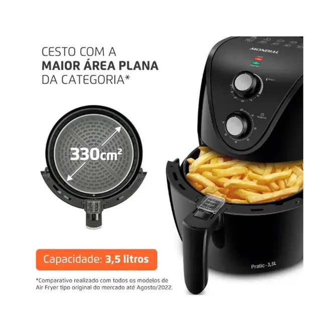 Fritadeira Elétrica Air Fryer  Mondial 3,5l Preto - Af-35-bf