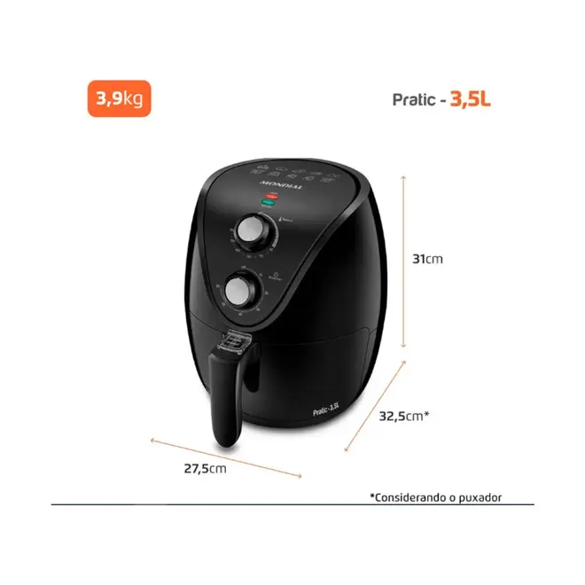 Fritadeira Elétrica Air Fryer  Mondial 3,5l Preto - Af-35-bf