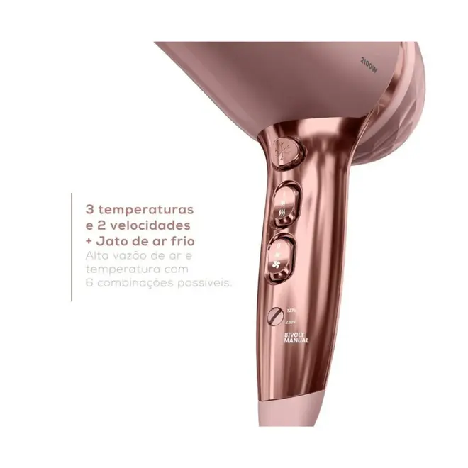 Secador De Cabelo Britânia Viih Tube BSC21A Rose Bivolt