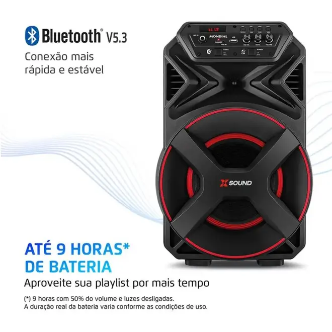 Caixa Amplificada Mondial CM-300-N Xsound 300W RMS