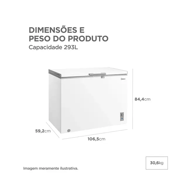 Freezer Horizontal Midea 293L Inverter Bivolt MDRC411FZD - Mideia