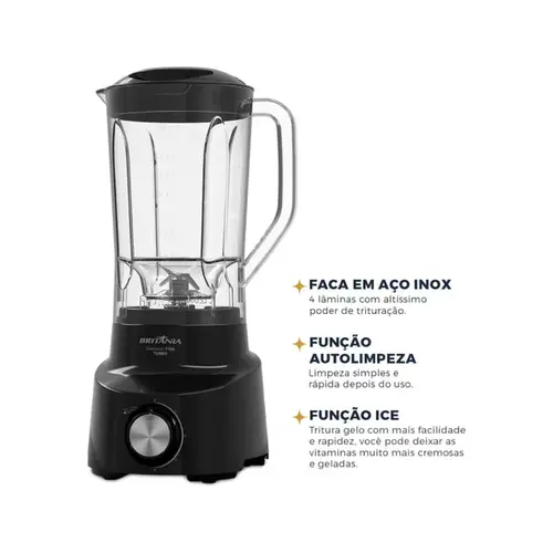 Liquidificador Britânia Diamante 4 Velocidades 600w Preto