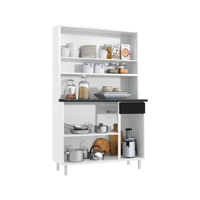 Armário de Cozinha de Aço Diamante Quadruplo 2G 2Pt Branco/Preto - Telasul