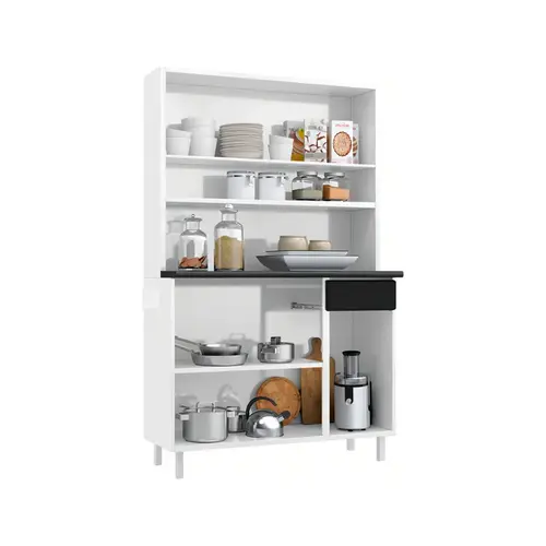 Armário de Cozinha de Aço Diamante Quadruplo 2G 2Pt Branco/Preto - Telasul