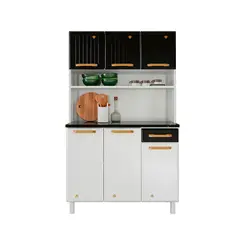 Armário de Cozinha de Aço Diamante Quadruplo 2G 2Pt Branco/Preto - Telasul