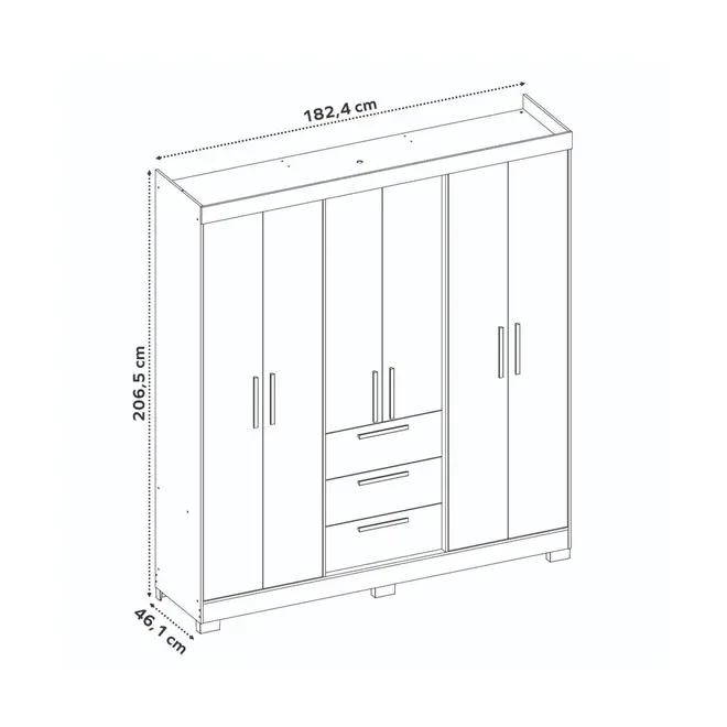 Guarda Roupa Casal 6 Portas Com Espelho Notavel 100% MDF NT6030