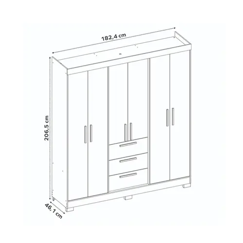 Guarda Roupa Casal 6 Portas Com Espelho Notavel 100% MDF NT6030