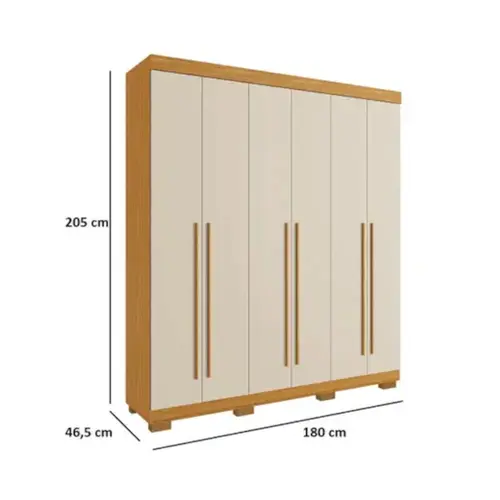 Guarda Roupa Casal 6 portas com Gavetas ACP Paola MDF