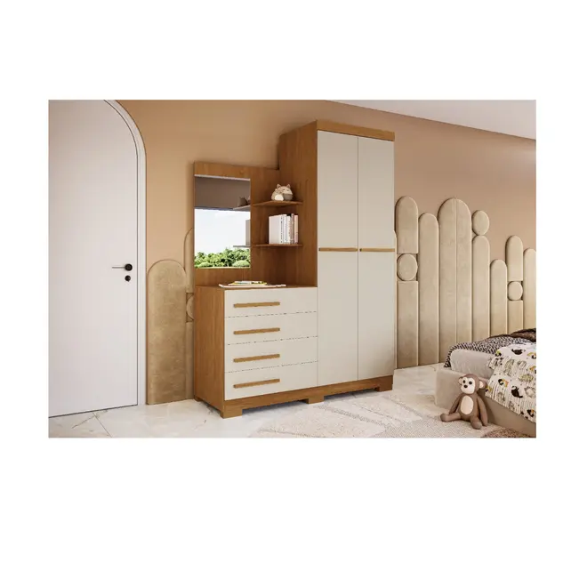 Guarda-Roupa + Comoda ACP Melissa 2 Portas 4 Gavetas 100% Mdf