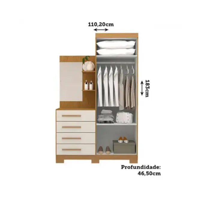 Guarda-Roupa + Comoda ACP Melissa 2 Portas 4 Gavetas 100% Mdf