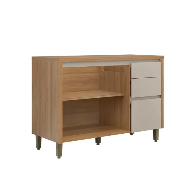 Balcão Linea Allure Brasil  2 Portas/3 Gavetas 100%MDF 1.2M