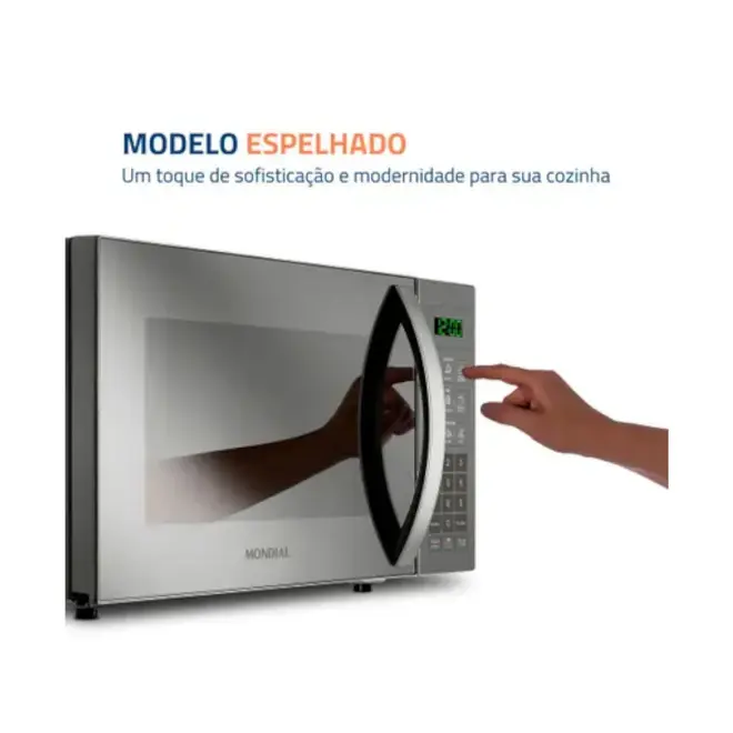 Micro-Ondas Mondial Cinza e Espelhado 21L MO-01-21-E