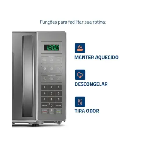 Micro-Ondas Mondial Cinza e Espelhado 21L MO-01-21-E