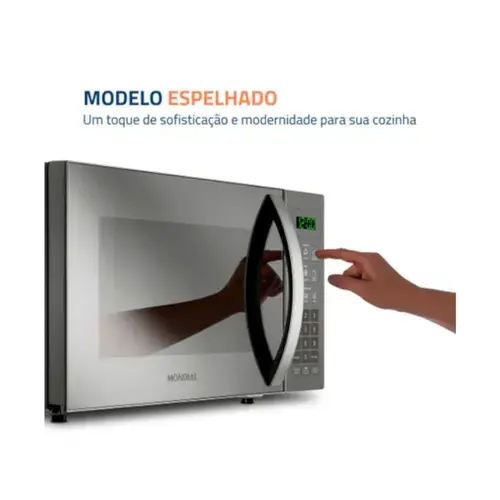 Micro-Ondas Mondial Cinza e Espelhado 21L MO-01-21-E