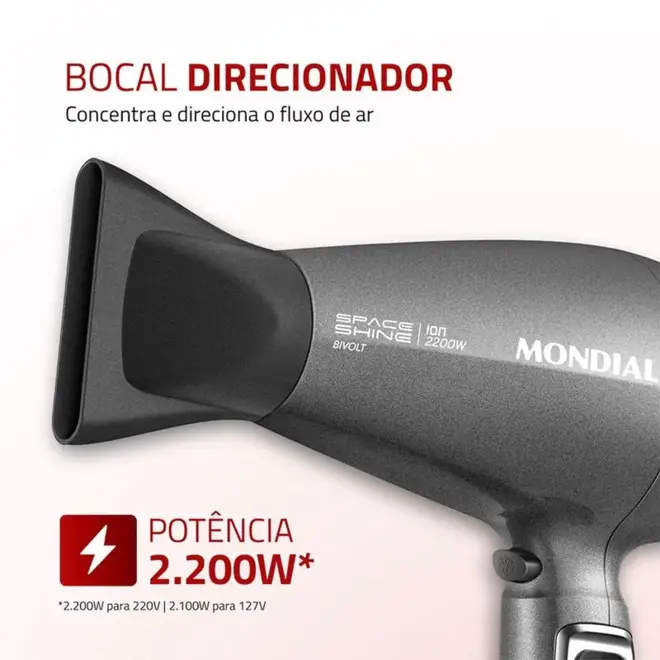 Secador de Cabelos Space Shine Mondial - BIVOLT - SC-20-BI