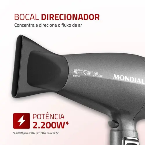 Secador de Cabelos Space Shine Mondial - BIVOLT - SC-20-BI