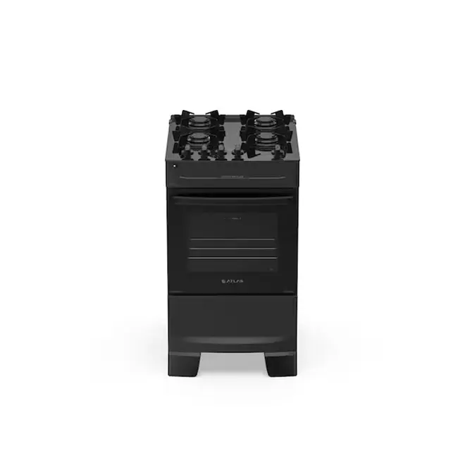 Fogão Atlas 4 Bocas Preto com Mesa de Vidro Mônaco Top Glass Bivolt