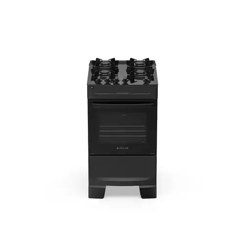 Fogão Atlas 4 Bocas Preto com Mesa de Vidro Mônaco Top Glass Bivolt