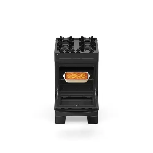 Fogão Atlas 4 Bocas Preto com Mesa de Vidro Mônaco Top Glass Bivolt