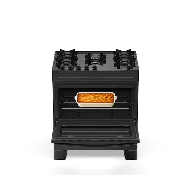 Fogão 5 Bocas Preto com Mesa de Vidro Atlas Mônaco Top Glass Bivolt