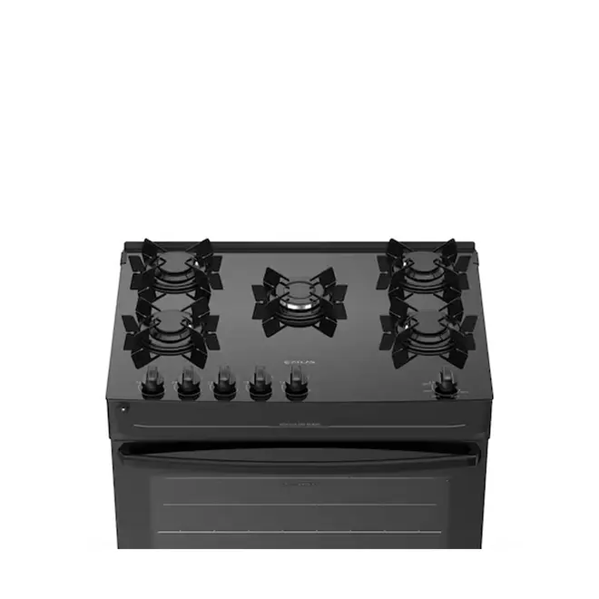 Fogão 5 Bocas Preto com Mesa de Vidro Atlas Mônaco Top Glass Bivolt