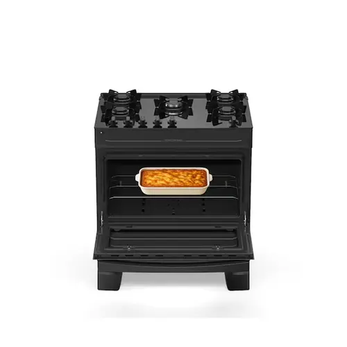 Fogão 5 Bocas Preto com Mesa de Vidro Atlas Mônaco Top Glass Bivolt