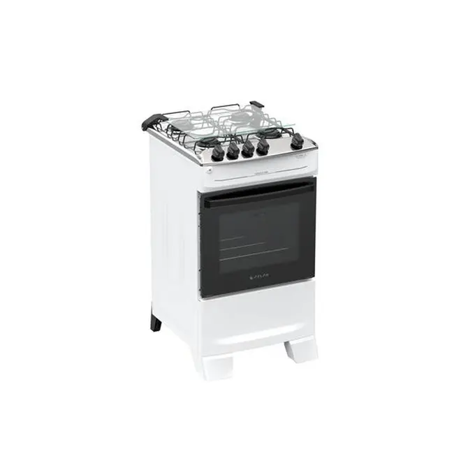 Fogão 4 Bocas Branco com Mesa Inox Atlas Mônaco Top Bivolt