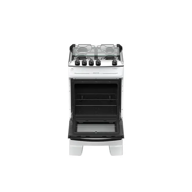 Fogão 4 Bocas Branco com Mesa Inox Atlas Mônaco Top Bivolt