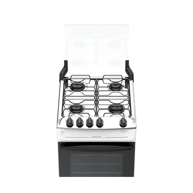 Fogão 4 Bocas Branco com Mesa Inox Atlas Mônaco Top Bivolt
