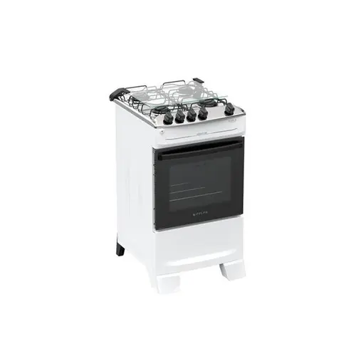 Fogão 4 Bocas Branco com Mesa Inox Atlas Mônaco Top Bivolt