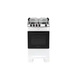 Fogão 4 Bocas Branco com Mesa Inox Atlas Mônaco Top Bivolt