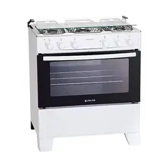 Fogão Atlas 5 Bocas Branco com Mesa Inox Mônaco Plus Bivolt