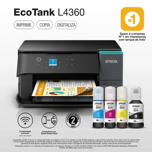 Impressora Epson Multifuncional Colorida EcoTank L4360