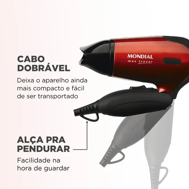 Secador Mondial Mini Maxis Travel Vermelho e Preto SC-10