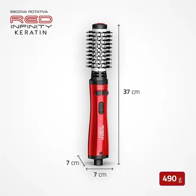 Escova Rotativa Mondial ERB-11-KR Vermelho Bivolt