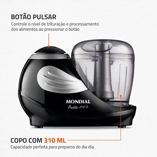 Mini Processador Mondial MP-05-B Preto Bivolt