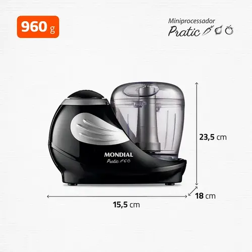 Mini Processador Mondial MP-05-B Preto Bivolt