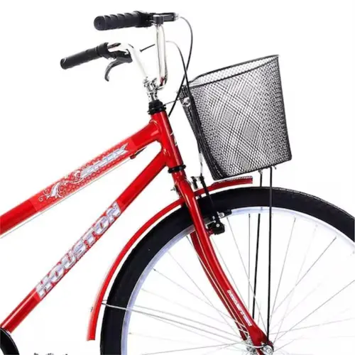 Bicicleta Houston Aro 26 Onix com Cesta e Garupa Vermelha