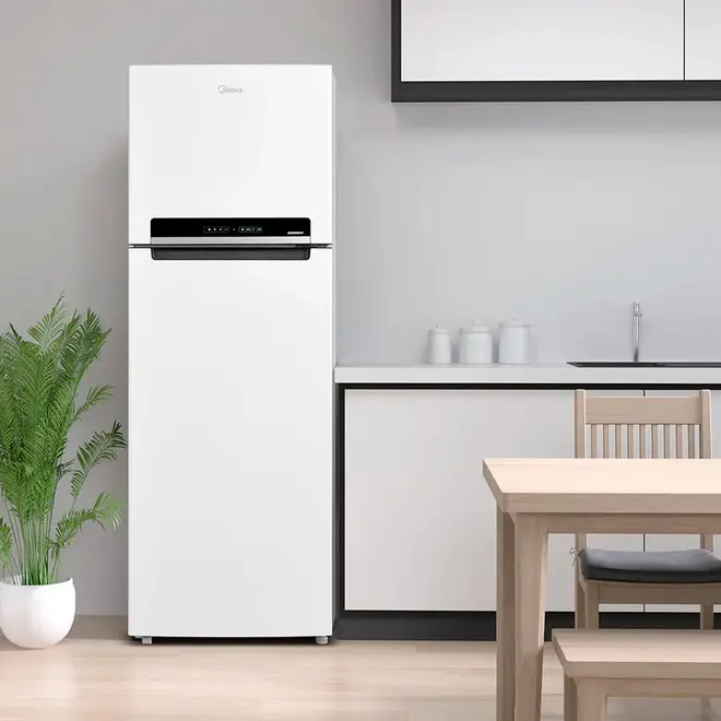Geladeira Midea Frost Free Duplex 394L Inverter Cor Branca