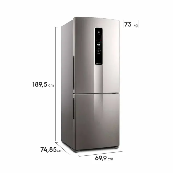 Geladeira Electrolux Frost Free Inverse 490L Inverter AutoSense Inox Look IB7S