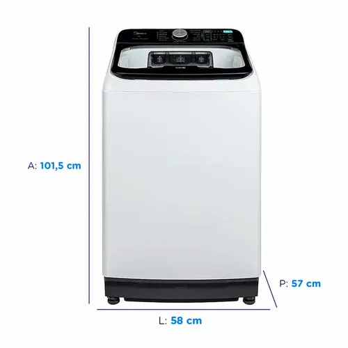 Máquina de Lavar Midea 14kg Top Load Agitador Branca