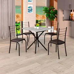 Conjunto de Mesa Rio com 4 Cadeiras Tampo em Granito 70x70cm