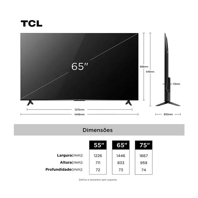 Smart TV TCL 65" Polegadas QLED 4K Google 65T6C