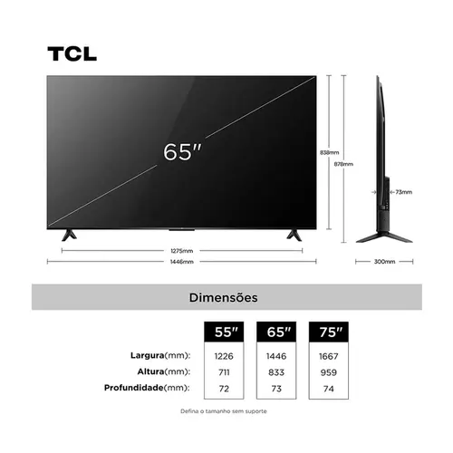 Smart TV TCL 65" Polegadas QLED 4K Google 65T6C