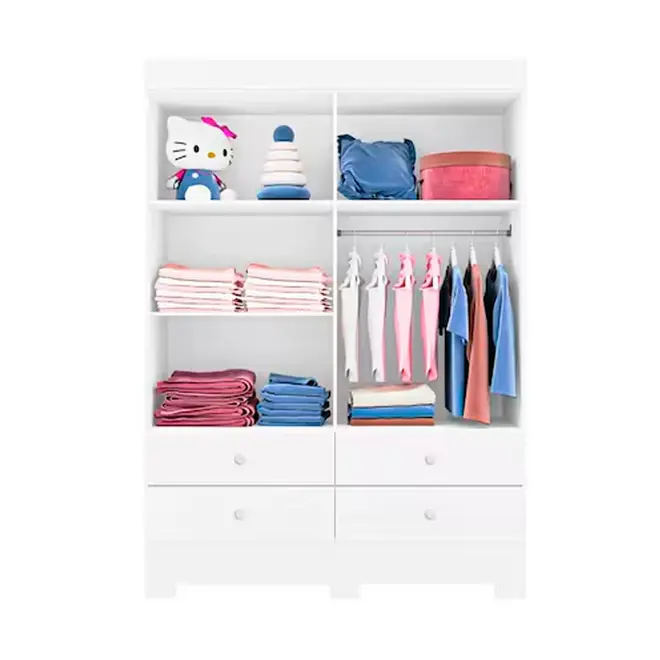 Guarda-Roupa Infantil Tuboarte Cristal 4 Portas 4 Gavetas