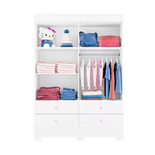 Guarda-Roupa Infantil Tuboarte Cristal 4 Portas 4 Gavetas