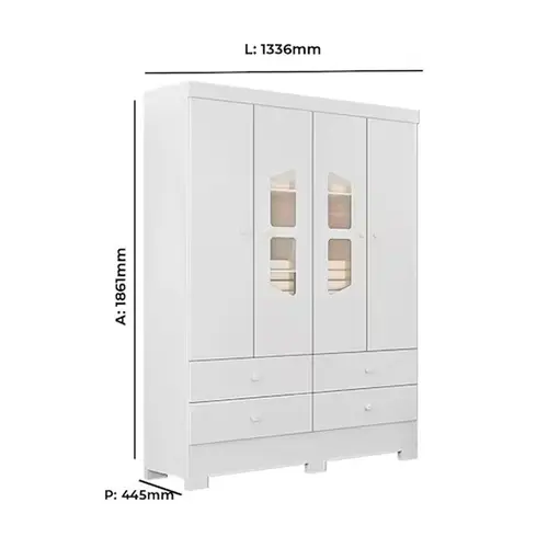 Guarda-Roupa Infantil Tuboarte Cristal 4 Portas 4 Gavetas